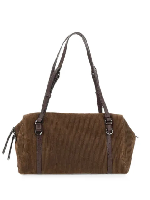 GIANNI CHIARINI Terry ribbed suede shoulder bag Brown BS12661CMCNTESPRESSO