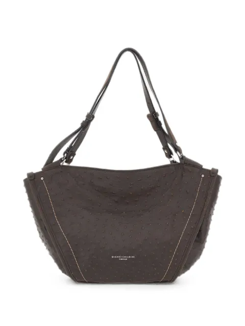 GIANNI CHIARINI Bloom ostrich-effect medium shoulder bag Brown BS12736STEMUNERO
