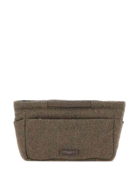 GIANNI CHIARINI Bags in Bag herringbone wool clutch bag Brown SB9402COMMSPGTESPRESSO