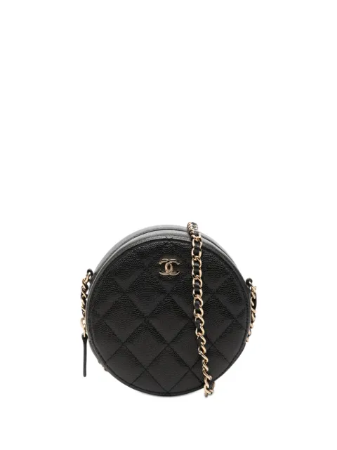 CHANEL Pre-Owned 2019 CC Quilted Caviar Round Clutch With Chain crossbody bag Black 19D7AOTDG4Q4M92U