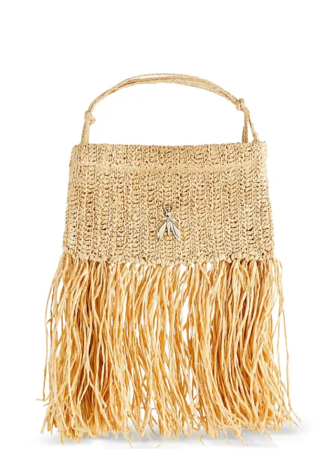 Patrizia Pepe fringed Fly-logo shoulder bag Neutrals 2B0159V054