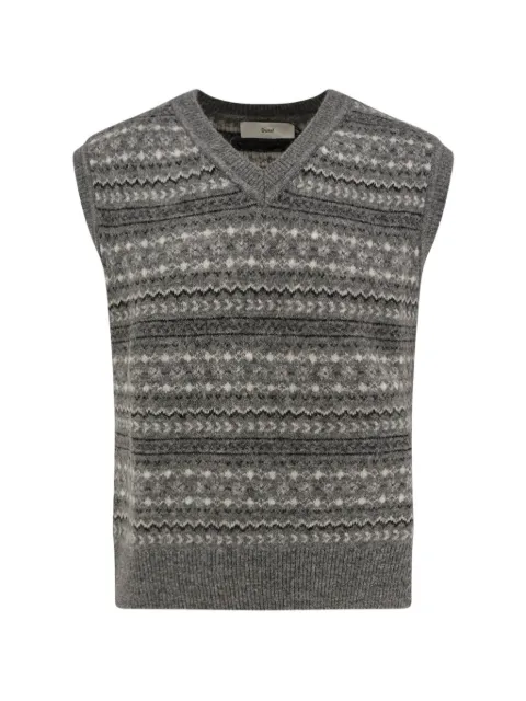 DUNST fair isle-knit V-neck sweater Grey UDSW5C112G2GREY