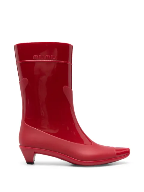 Miu Miu Pre-Owned 2000s embossed-logo heeled rain boots Red MI350BRG