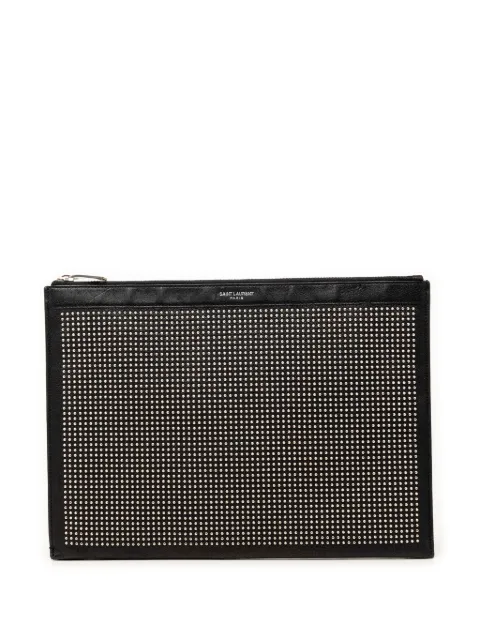 Saint Laurent Pre-Owned 2018 Studded Leather clutch bag Black CIF9FI4CW0730PR0