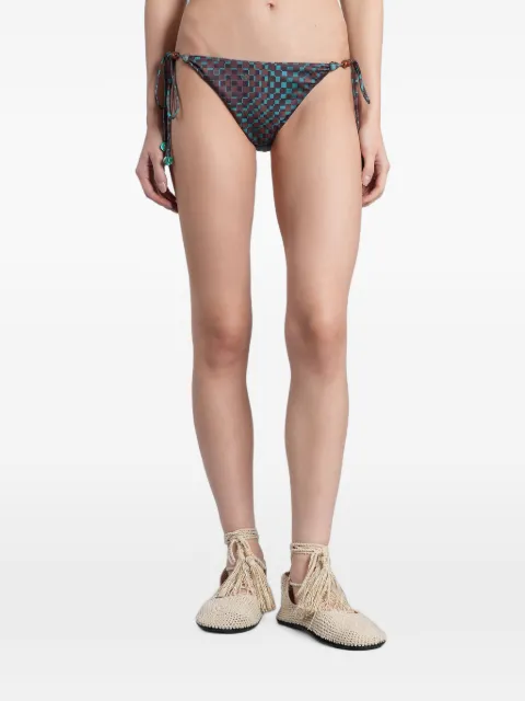 SIEDRES checked bead-embellished bikini bottoms Brown WSS26BW10