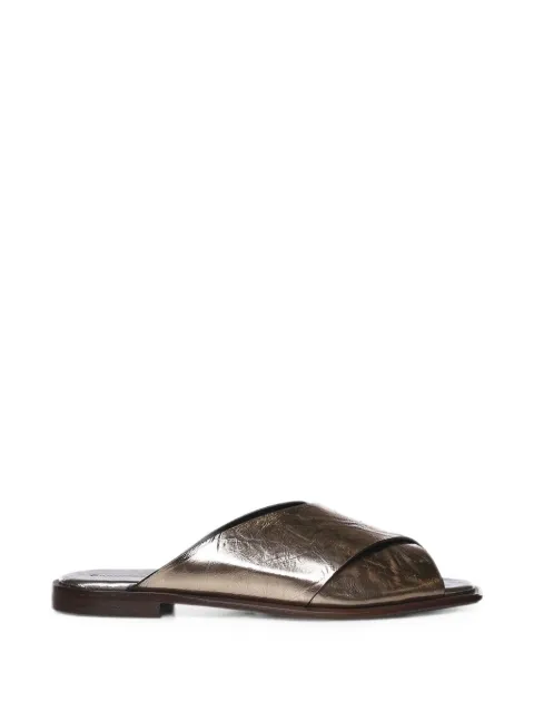 Giuliano Galiano crinkled-effect crossover-strap sandals Yellow GD02MSUGARALBA