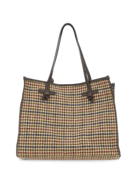 GIANNI CHIARINI Marcella houndstooth tote bag Neutrals BS12480MNSH