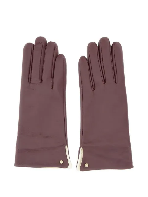 GIANNI CHIARINI logo-rivet leather gloves Purple GN11127NAWINEBERRYLAMB