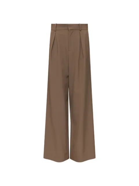 MM6 Maison Margiela mannequin-label wool-blend pleated trousers Brown S52KA0574M36020