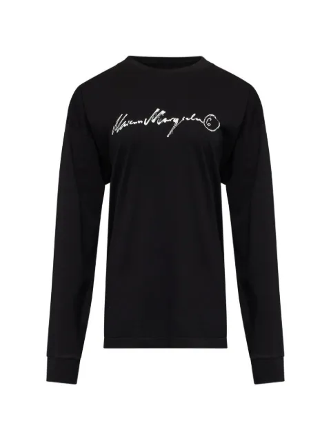 MM6 Maison Margiela long-sleeve overdyed handwritten-print T-shirt Black S52GC0370M20258