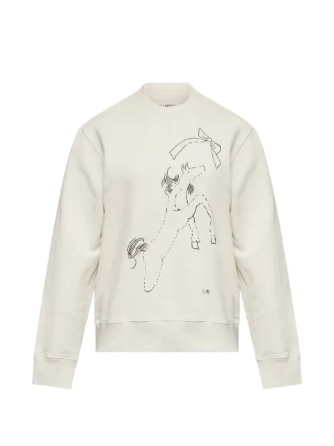 MM6 Maison Margiela horse-print unbrushed-cotton sweatshirt Neutrals S52GU0261M25014