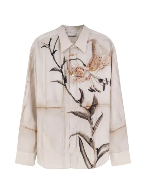 Pierre-Louis Mascia floral-pattern silk shirt Neutrals ALOESCML10643SE517