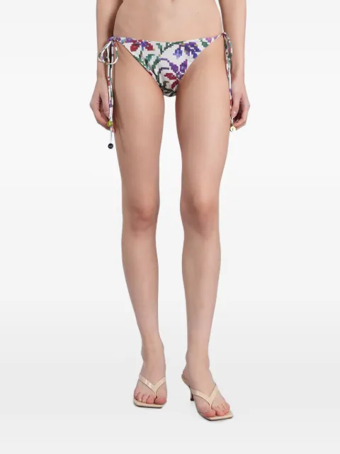 SIEDRES pixelated-print side-tie bikini bottoms White WSS26BW27
