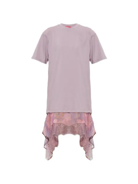 Diesel D-oreny lace-trimmed handkerchief-hem asymmetric dress Purple A232420IHCH