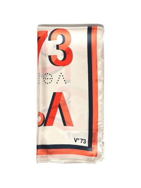 V°73 logo-print silk scarf Neutrals 73FD8Y801