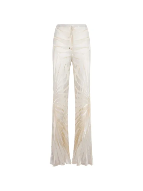 Roberto Cavalli leaf-devoré drawstring trousers White XKT201FXI15