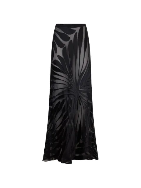 Roberto Cavalli sheer ray print maxi skirt Black XKT301FXI15