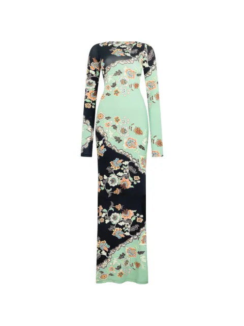 Roberto Cavalli floral-print long-sleeve maxi dress Black XQT136LNT25
