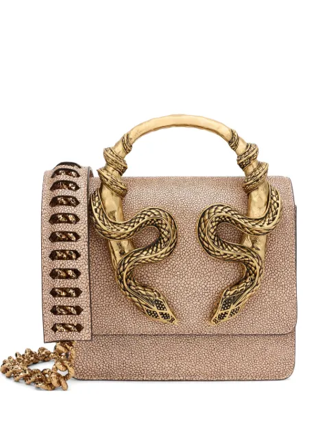 Roberto Cavalli Serpenti stingray-effect clutch bag Neutrals VWB001PZI07