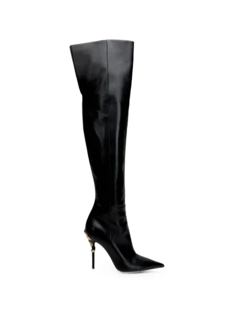 Roberto Cavalli snake-embellished pointed-toe boots Black XQS002PZ319