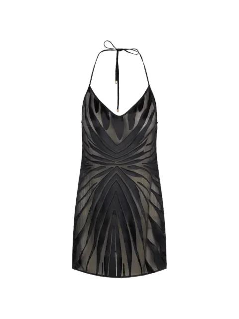 Roberto Cavalli devoré halterneck mini dress Black XKT101FXI15