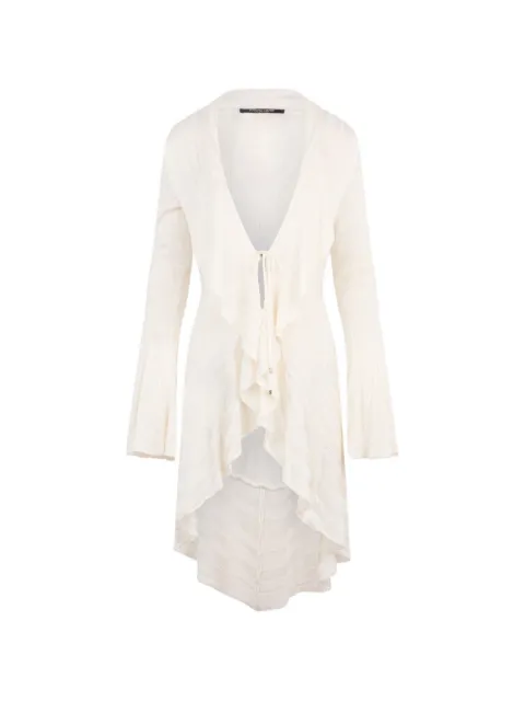 Roberto Cavalli ruffled-trim flared-sleeve cardigan Neutrals XQM900MH012