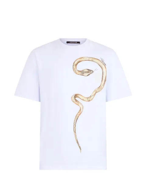 Roberto Cavalli snake-print T-shirt White XNT61BJD060