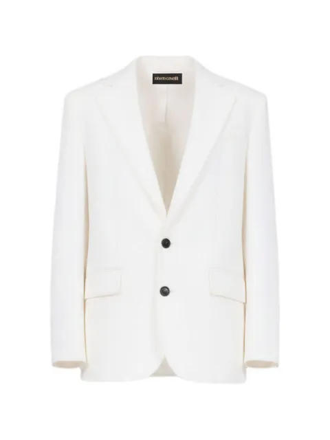 Roberto Cavalli single-breasted peaked-lapel blazer White XRT4064NI15