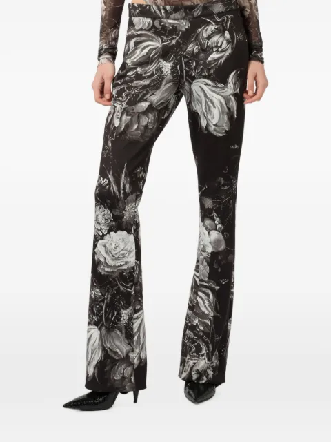 Roberto Cavalli floral-print flared trousers Black XWT208NVT77