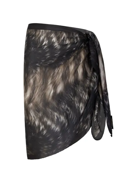 Roberto Cavalli fur-print scarf Black XWI001HZT79