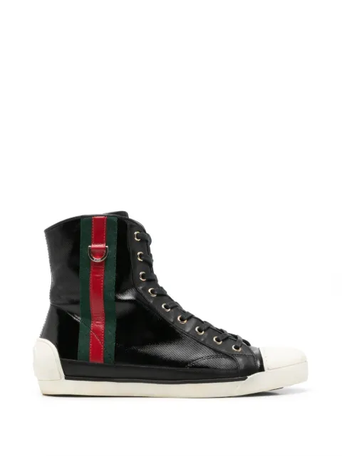 Gucci Pre-Owned 2010s Web-detail high-top sneakers Black GU420BRD