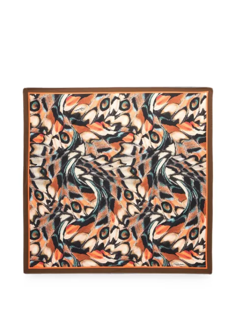 Roberto Cavalli butterfly-print square scarf Orange XQI008OZT28