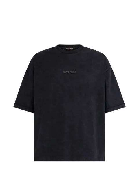 Roberto Cavalli snake-print logo-detailed T-shirt Black XNT62GJD060