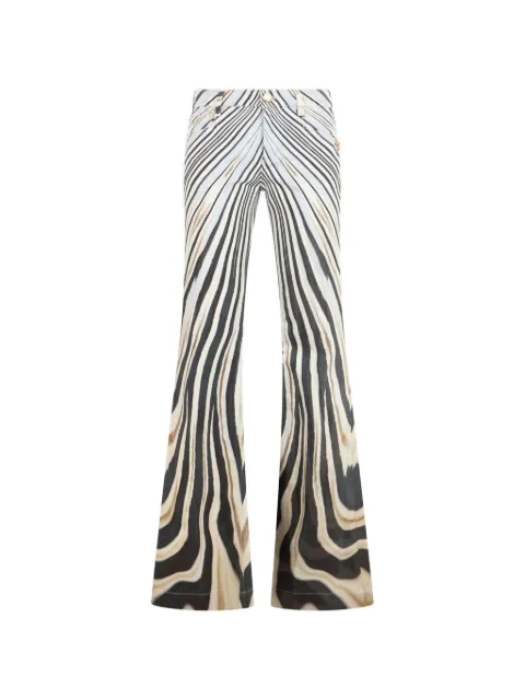 Roberto Cavalli zebra-print flared trousers Black XQJ205DAT26