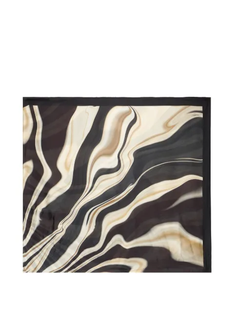 Roberto Cavalli marble-print contrast-border scarf Neutrals XQI003HZT26
