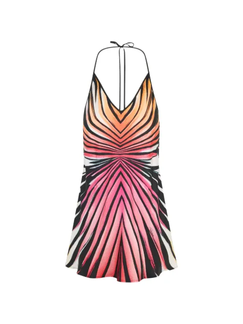 Roberto Cavalli Ray Of Paradise halterneck mini dress Black XKT1014QM33
