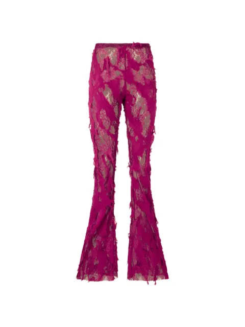 Roberto Cavalli distressed lace-panelled trousers Pink XWT206GG010