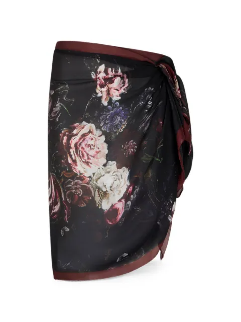 Roberto Cavalli floral-print silk scarf Black XWI001HZT77