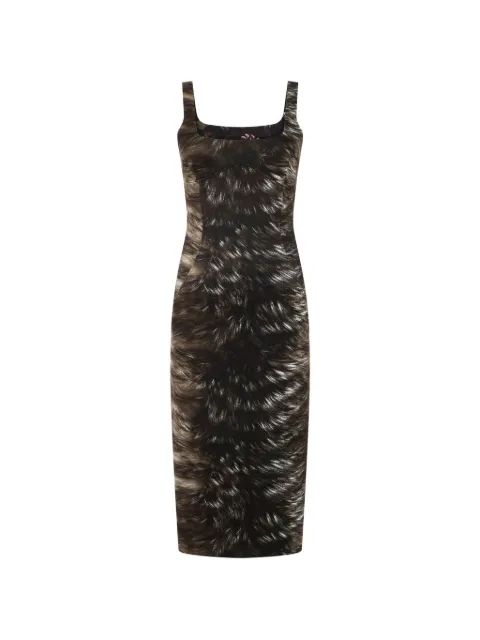Roberto Cavalli midi fur-print sleeveless dress Black XWT140NVT79