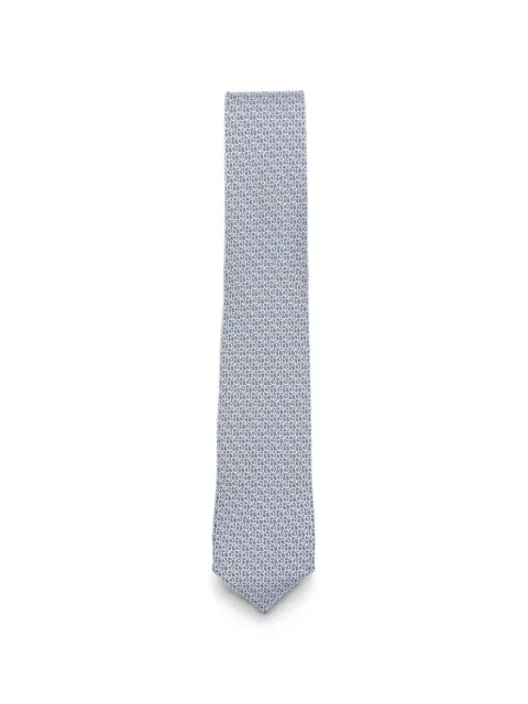 Ferragamo Gancini-print pointed tie Grey 794548