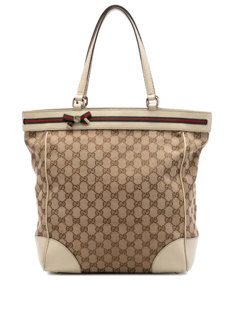 Gucci Pre-Owned 2016-2026 GG Canvas Web Mayfair tote bag White WM3ENGS3SQAGFLSM