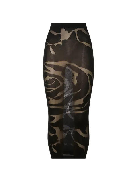 Wolford Rose Shadow fitted midi skirt Black 58315