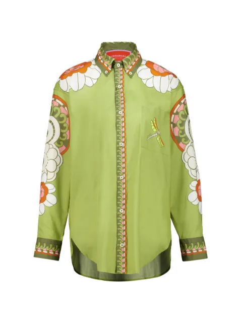 La DoubleJ Anemone Ghirlanda boxy-fit shirt Green SHI0092COT088AMB03GR02