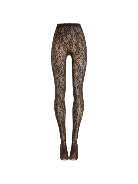 Wolford floral lace-mesh tights Brown 19478