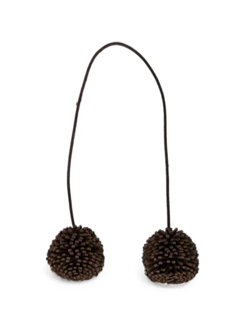DRAGON DIFFUSION pom-pom leather bag charm Brown PCDARKBROWN