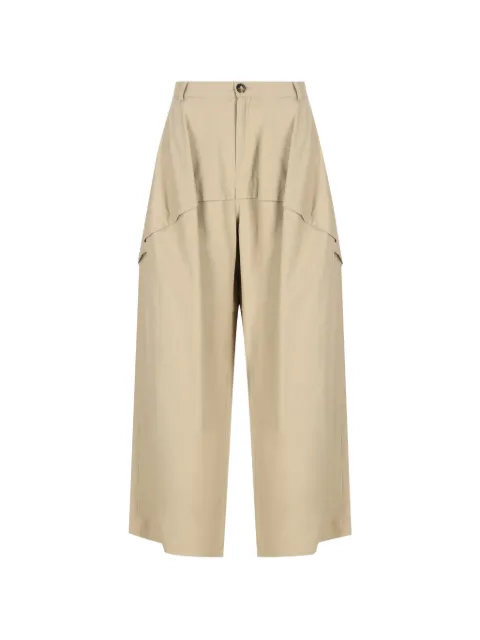 LOEWE layered-detail wide-leg trousers Neutrals S616Y04XAD