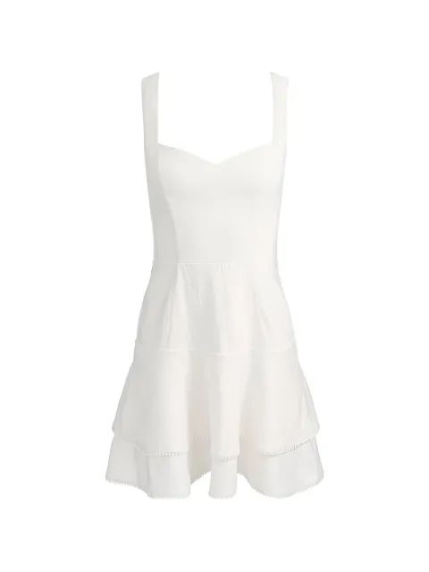 alice + olivia Miriam pom-pom trim mini dress White CC604A06520
