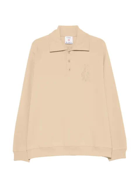 Casablanca embroidered raglan-sleeve polo shirt Neutrals MPF26JTP53701