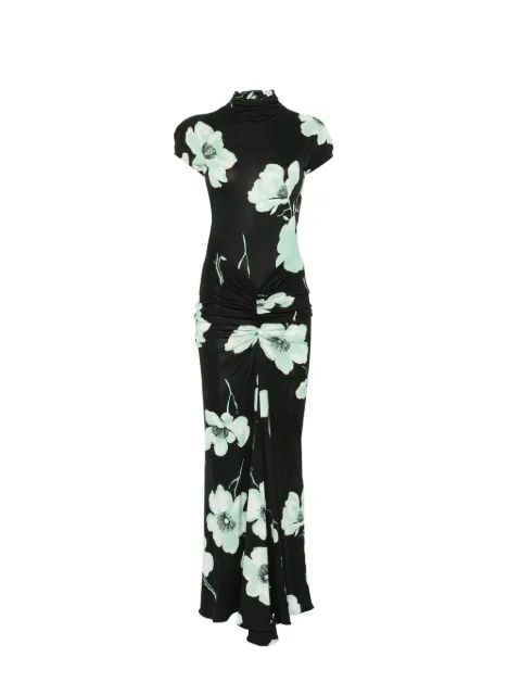 Alaïa floral-print draped maxi dress Black AA9R3173J120D