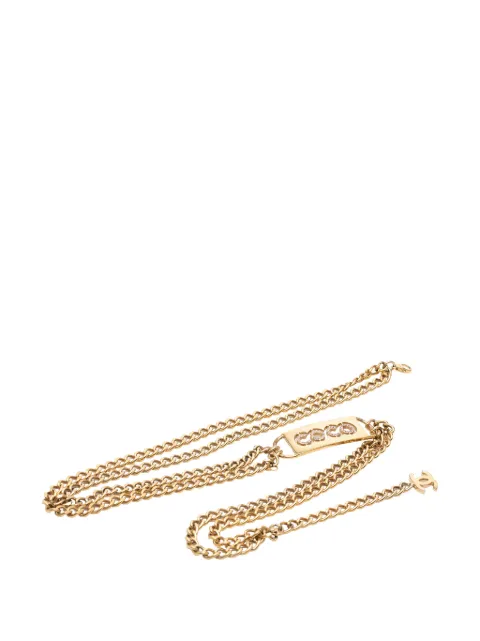 CHANEL Pre-Owned 1970-1980 CC Gold Plated Strass Coco Plaque Double Chain belt Gold Q9LHDK5BRFCLG97W